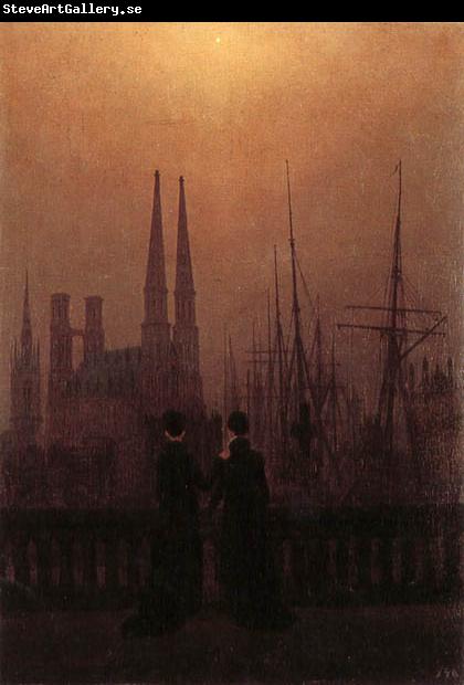 Caspar David Friedrich Harbor at Night